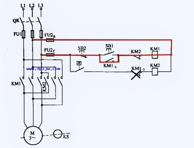 继电器控制异步电动机反接制动的电路图